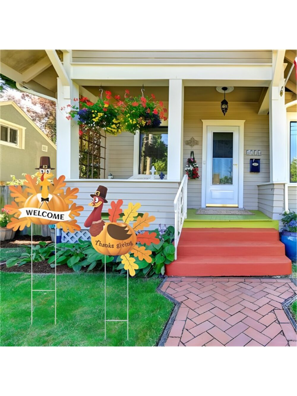 4 Pack Thanksgiving Outdoor Decorations, Metal Turkey Yard Stakes - Picture 4 of 7